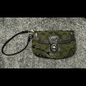 Coach Signature C Olive Green Canvas Wristlet